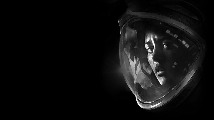 Astronaut helmet, Alien: Isolation, monochrome, video games, HD wallpaper