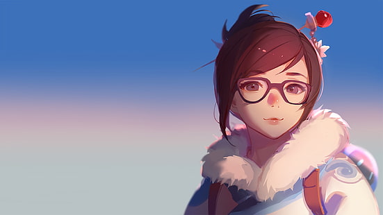 brown hair and gray eyes anime character illustration, Overwatch, video game characters, Mei (Overwatch), HD wallpaper HD wallpaper
