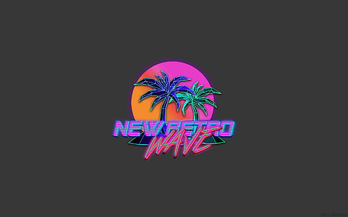 New Retro Wave, typography, Photoshop, synthwave, 1980s, neon, HD wallpaper HD wallpaper