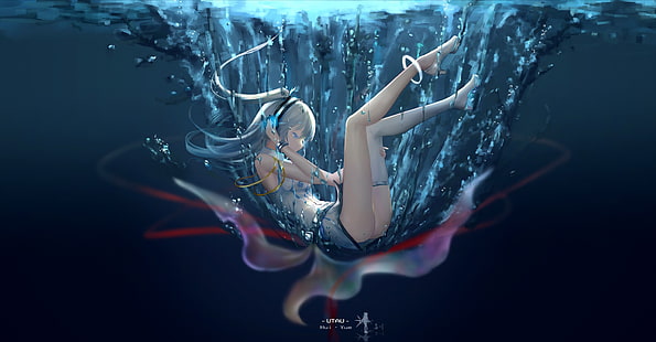 weibliche Anime Charakter digitale Tapete, Anime Mädchen,, water 川 泉眼, Anime, Wasser, HD-Hintergrundbild HD wallpaper