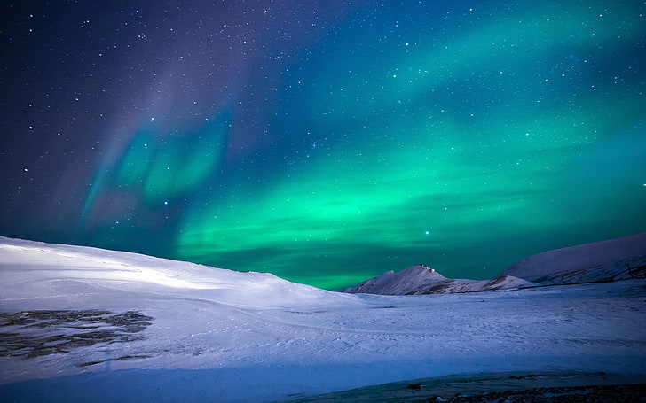 Aurora kutub biru yang indah, Wallpaper HD