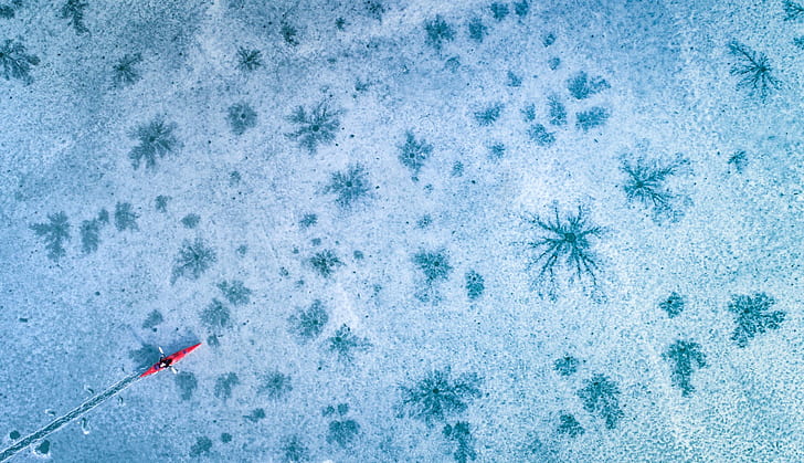 gefrorener See, Eis, Drohne, HD-Hintergrundbild