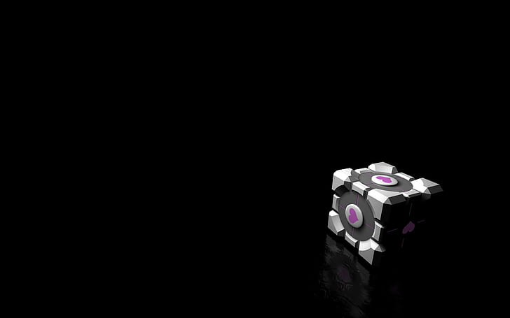 Portal Companion Cube Black HD, video game, hitam, portal, cube, pendamping, Wallpaper HD