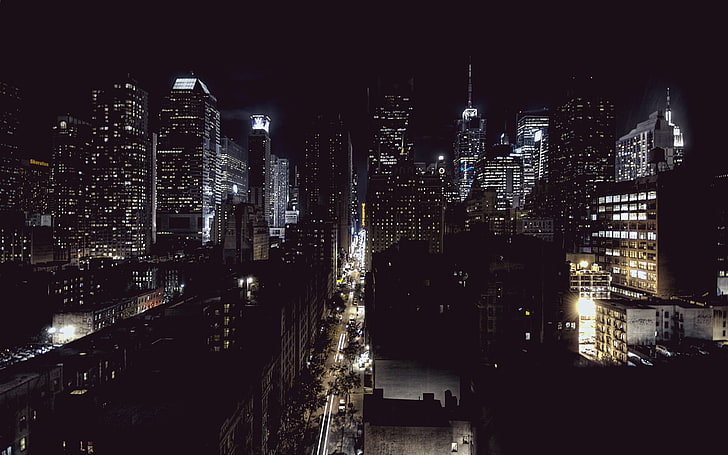 paysage urbain pendant la nuit, paysage urbain, nuit, Fond d'écran HD