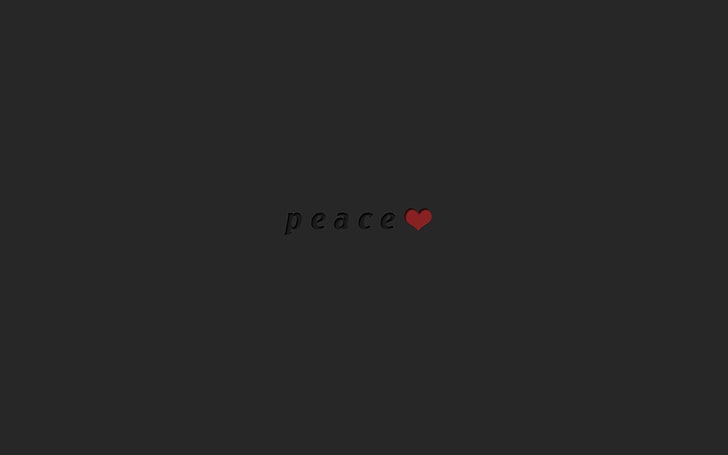 peace text, minimal, love, black, peace, heart, HD wallpaper