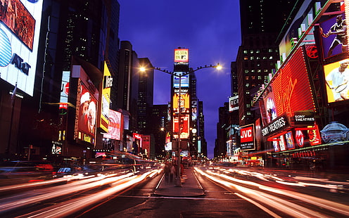 Нью-Йорк Таймс-сквер Ночная улица Замедленная съемка Здания HD, съемка кругов времени, ночь, здания, городской пейзаж, замедленная съемка, новая, улица, Йорк, площадь, время, HD обои HD wallpaper
