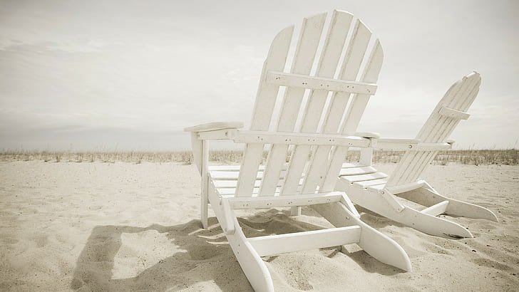 Krzesła Sand HD, natura, piasek, krzesła, Tapety HD
