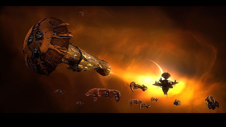 иллюстрация космического корабля, EVE, EVE Online, Амарр, космос, космический корабль, HD обои