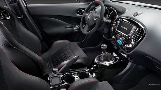 interior mobil hitam dan abu-abu, Nissan Juke, mobil, interior mobil, kendaraan, Nissan, Wallpaper HD HD wallpaper