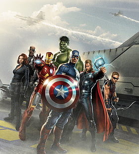 Железният човек, Отмъстителите, Капитан Америка, Соколи, Ник Фюри, Тор, Хълк, Черна вдовица, HD тапет HD wallpaper