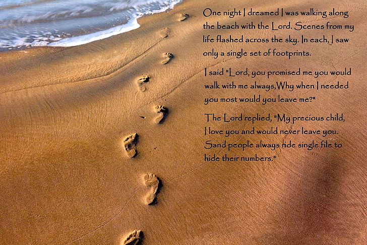 footsteps with text overlay, Religious, Christian, Christ, God, Jesus, HD wallpaper