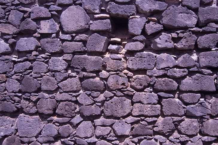 جدار من الطوب الرمادي ، نسيج ، جدار ، حجارة، خلفية HD