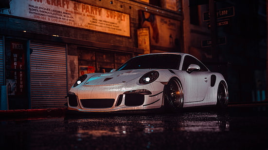  Auto, White, Porsche, Machine, Style, Car, NFS, Art, Porsche 911, Porsche 911 GT3 RS, 911 GT3 RS, Need For Speed 2016, Transport and Vehicles, Lil Shaply, by Lil Shaply, by Shaply Works, Shaply Works, HD wallpaper HD wallpaper