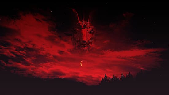 Дявол, Сатана, Луцифер, здравей сатана, кървавочервен, HD тапет HD wallpaper