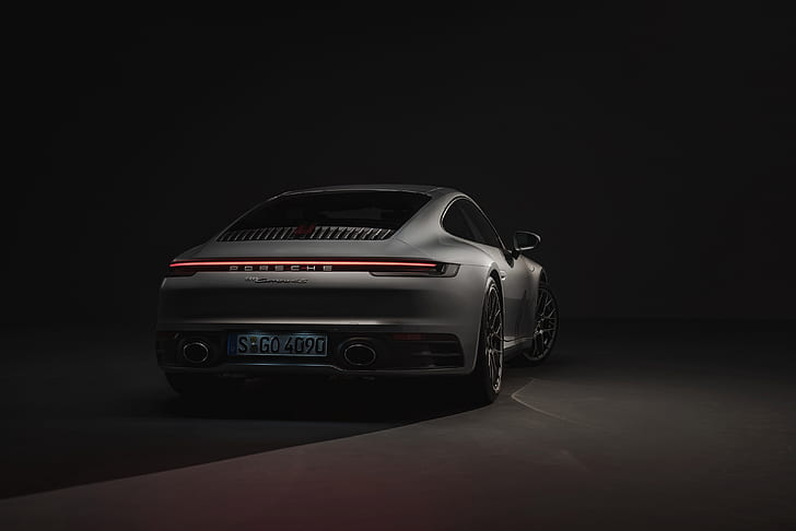 coupé, 911, Porsche, vista posteriore, Carrera 4S, 992, 2019, Sfondo HD