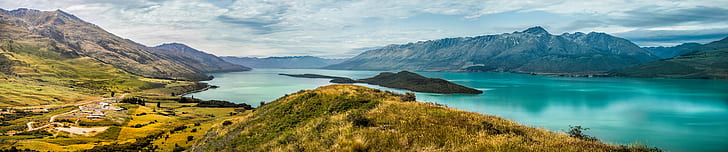 blue body of water between green mountains during daytime, Aro, Ha, Trigger Point, blue, body of water, green mountains, daytime, Glenorchy, Queenstown, com, sony a7r, horizontal, day, color, landscape, daily, retreat, panorama, australia, new zealand  south island, otago, mountain, lake, nature, scenics, outdoors, water, travel, summer, mountain Peak, mountain Range, reflection, sky, beauty In Nature, europe, HD wallpaper