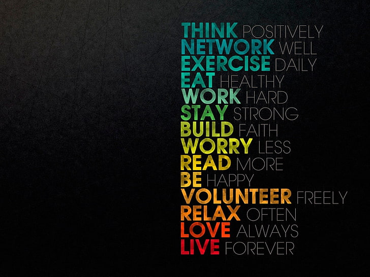 think positively network well exercise text, text, HD wallpaper