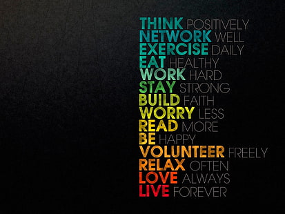 think positively network well exercise text, text, HD wallpaper HD wallpaper
