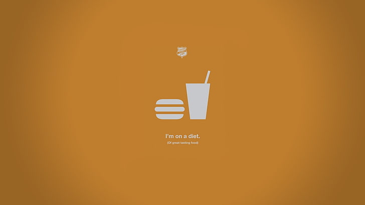 burger and cup wallpaper, minimalis, makanan, humor, latar belakang sederhana, Wallpaper HD