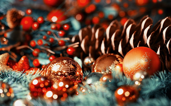 Décorations de Noël, Noël, vacances, bokeh, décorations de Noël, Noël, bokeh, Fond d'écran HD