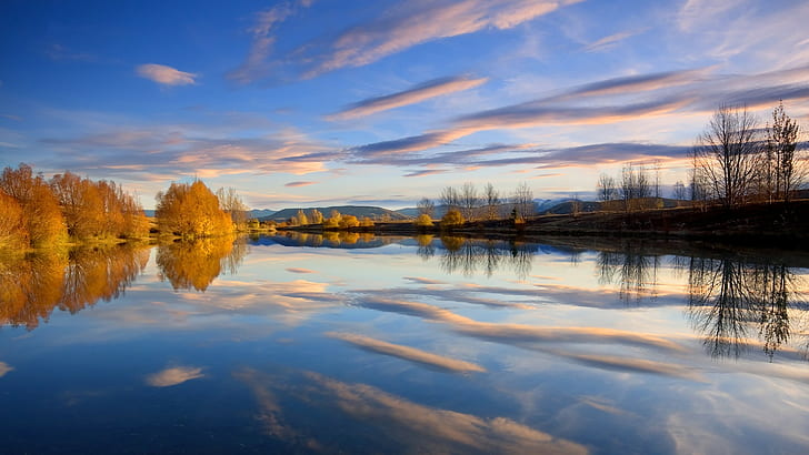 ニュージーランド、空、湖、反射、風景、 HDデスクトップの壁紙