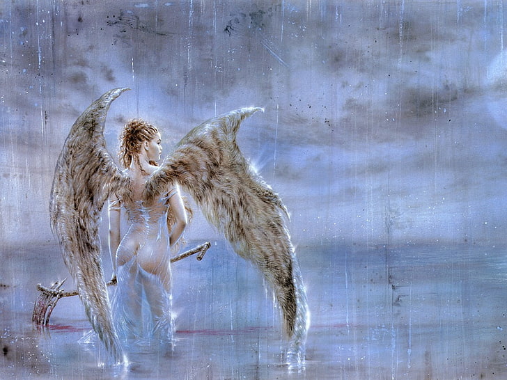 Луис Ройо Паднал ангел IV Абстрактна фантазия HD изкуство, Луис Ройо, HD тапет