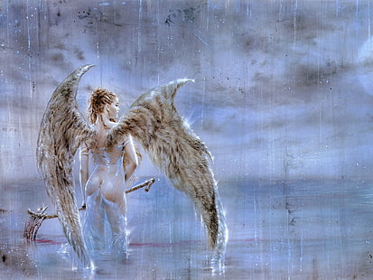 Луис Ройо Паднал ангел IV Абстрактна фантазия HD изкуство, Луис Ройо, HD тапет HD wallpaper