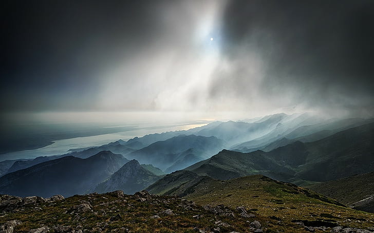 alam, pemandangan, pegunungan, kabut, langit, awan, sungai, Kroasia, Wallpaper HD