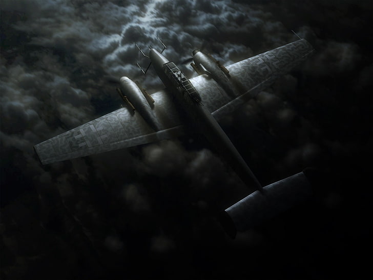 malam, pesawat, Luftwaffe, Perang Dunia II, bf-110, Wallpaper HD