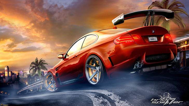 Red BMW M3 sport car in the race, red sports coupe, Red, BMW, Sport, Car, Race, HD wallpaper