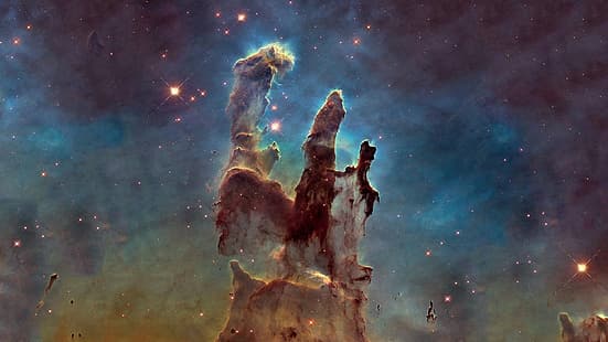  Pillars of Creation, nebula, space art, space, HD wallpaper HD wallpaper