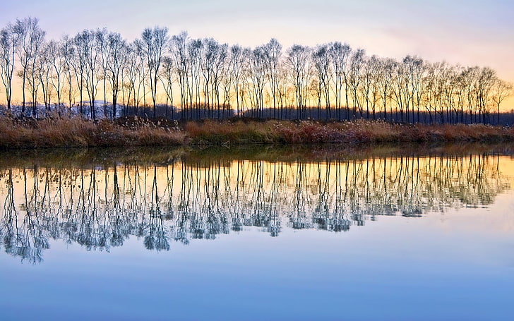 ruhiger Gewässer, Reflexion, Natur, Fluss, HD-Hintergrundbild