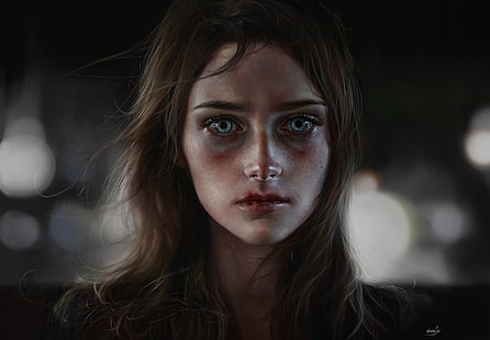 Künstlerisch, Frauen, Blaue Augen, Gesicht, Mädchen, Traurig, Frau, HD-Hintergrundbild HD wallpaper