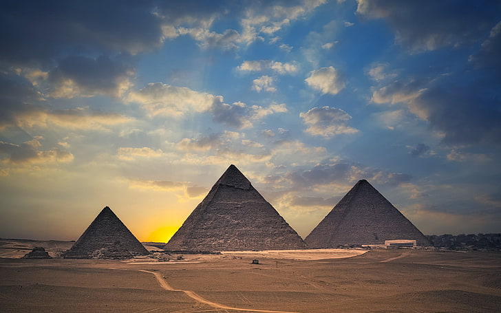 Великая пирамида, Египет, Египет, пирамиды Гизы, туризм, песок, пейзаж, HD обои
