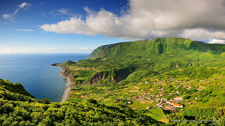Villiage of Fajazinha, Flores, Azores Islands, Portugal, Europe, HD wallpaper