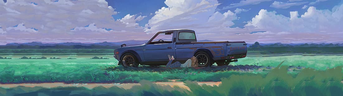 Datsun งานศิลปะ ultrawide รถยนต์ LoFi JDM รถกระบะ, วอลล์เปเปอร์ HD HD wallpaper