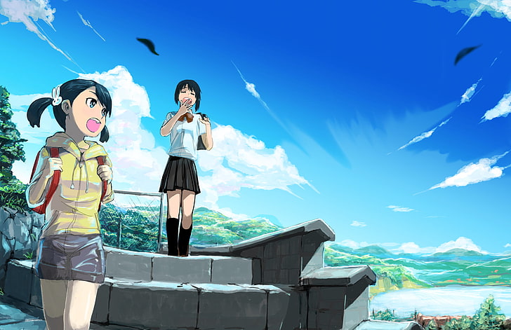 gelbe Klimmzugjacke des Mädchens, Anime-Mädchen, Kimi no Na Wa, Miyamizu Mitsuha, HD-Hintergrundbild