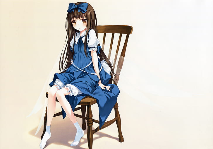 cadeira, asas, Touhou, sentado, bloomers, meninas anime, pernas, meias, Star Sapphire, HD papel de parede