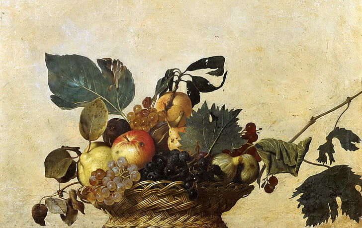 bild, stilleben, Caravaggio, en fruktkorg, HD tapet