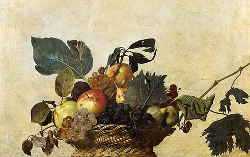  picture, still life, Caravaggio, A Fruit basket, HD wallpaper HD wallpaper