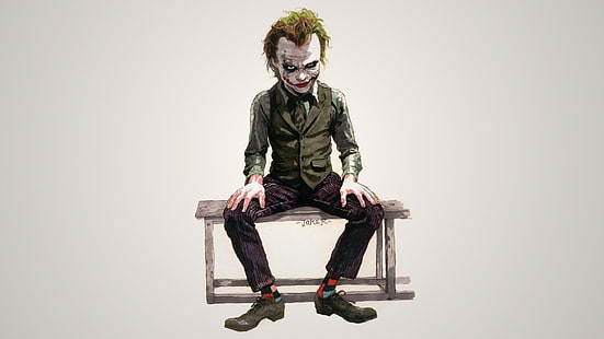 Fondo de pantalla de Joker art, anime, caricatura, Joker, ilustraciones, fondo simple, Batman, jocker, Fondo de pantalla HD HD wallpaper