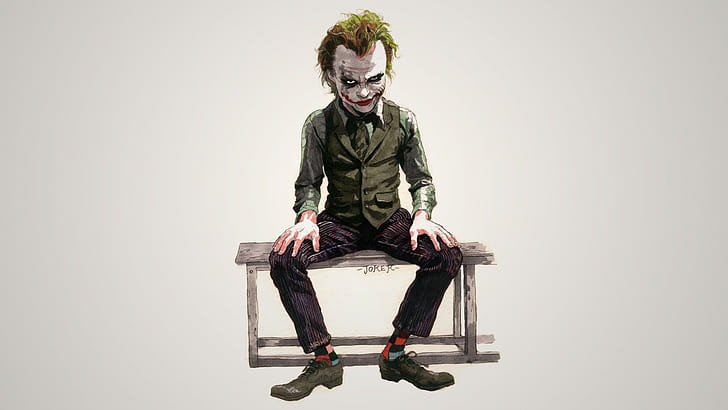 caricature, Joker, jocker, anime, artwork, Batman, simple background, HD wallpaper