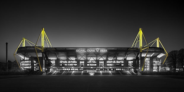 черно-жълта индустриална сграда, спорт, футбол, Дортмунд, Signal Iduna Park, BVB Borussia, HD тапет HD wallpaper