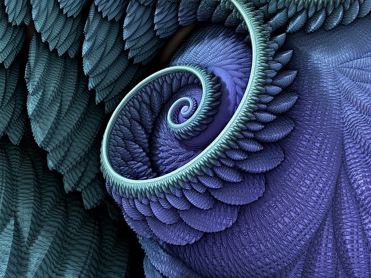 abstract, 3D, render, fractal, spiral, closeup, purple, pattern, detailed, HD wallpaper