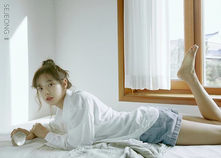Kim Sejeong, K-pop, descalça, mulheres coreanas, HD papel de parede