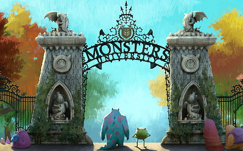 Universitas Monster, lukisan universitas monster, monster, universitas, film-film pixar, Wallpaper HD HD wallpaper