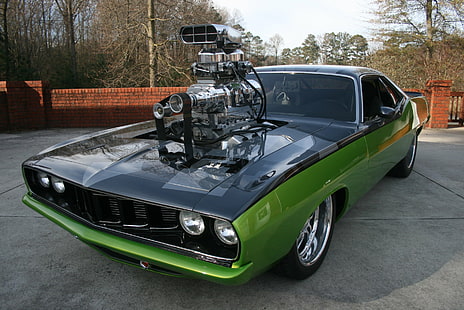 1971, barracuda, blower, cuda, engine, fast, furious, hemi, hot, muscle, plymouth, rod, rods, supercharged, HD wallpaper HD wallpaper