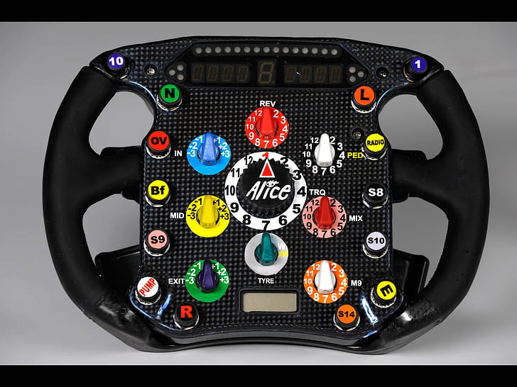 Carbon Fiber Steering Wheel F1 Formula One Knobs HD, black alice game controller, cars, wheel, f1, one, carbon, fiber, formula, steering, knobs, HD wallpaper