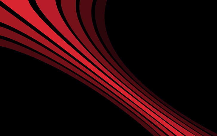 black background, digital art, simple, red, lines, minimalism, abstract, simple background, HD wallpaper