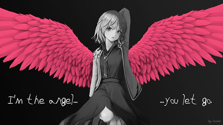 Anime, anime girls, sad, angel, minimalism, HD wallpaper | Wallpaperbetter
